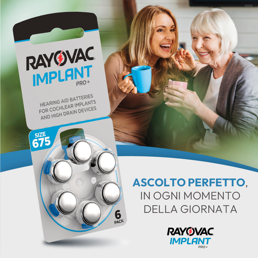 60 Pile Rayovac Implant Pro Cochlear 675 per Impianti Cocleari