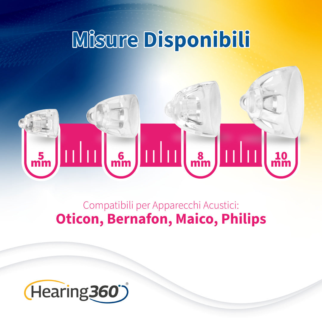 6 Cupole Dome OPEN miniFit Compatibile con gli Apparecchi Acustici Oticon