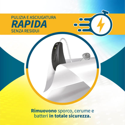 Scatola da 200 Salviette Detergenti Igienizzanti Salviettine per Apparecchi Acustici