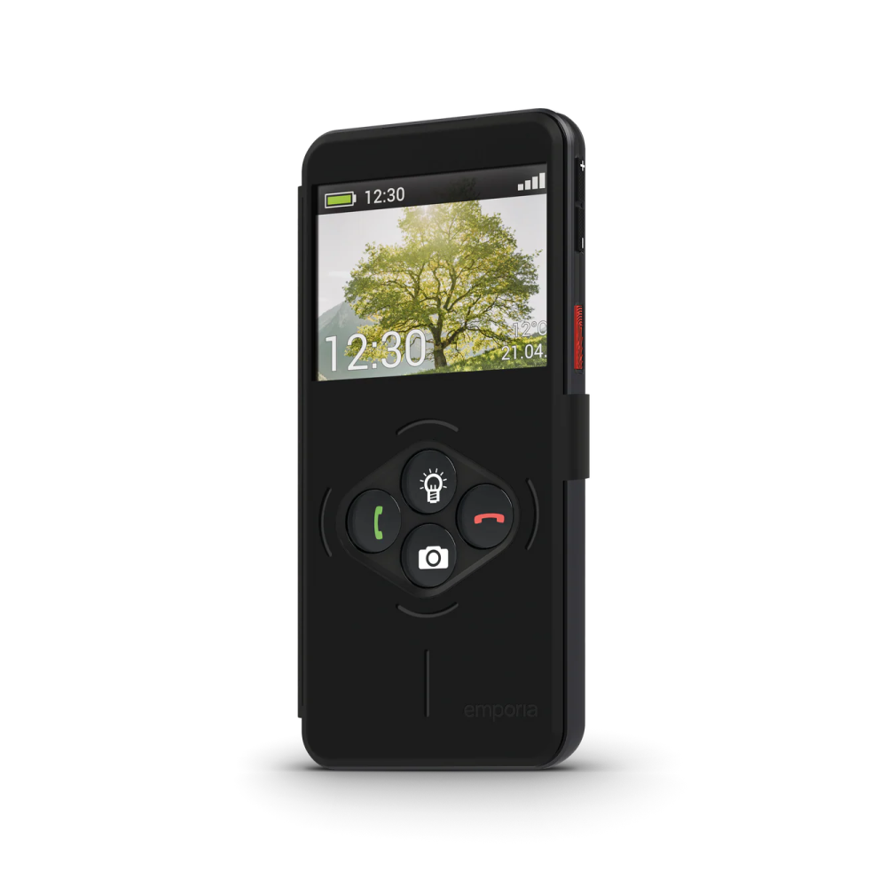 emporiaSMART.7lite - Smartphone facile per anziani con pulsante SOS, smartcover e base di ricarica inclusi