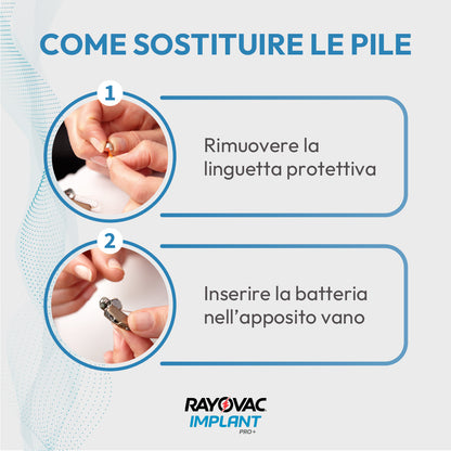 60 Pile Rayovac Implant Pro Cochlear 675 per Impianti Cocleari