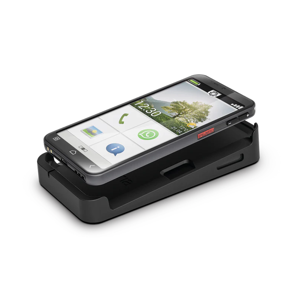 emporiaSMART.7lite - Smartphone facile per anziani con pulsante SOS, smartcover e base di ricarica inclusi