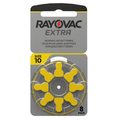 80 Pile Gialle 10 per Apparecchi Acustici Rayovac Extra PR70