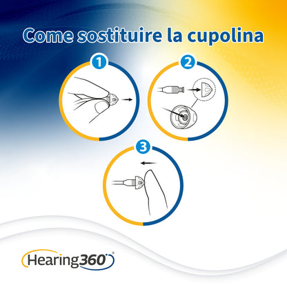 6 Cupole Dome OPEN miniFit Compatibile con gli Apparecchi Acustici Oticon