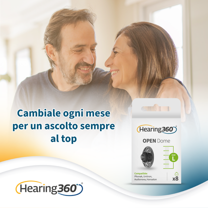 8 Cupole Dome OPEN Compatibili con gli Apparecchi Acustici Phonak RIC e Open Fit