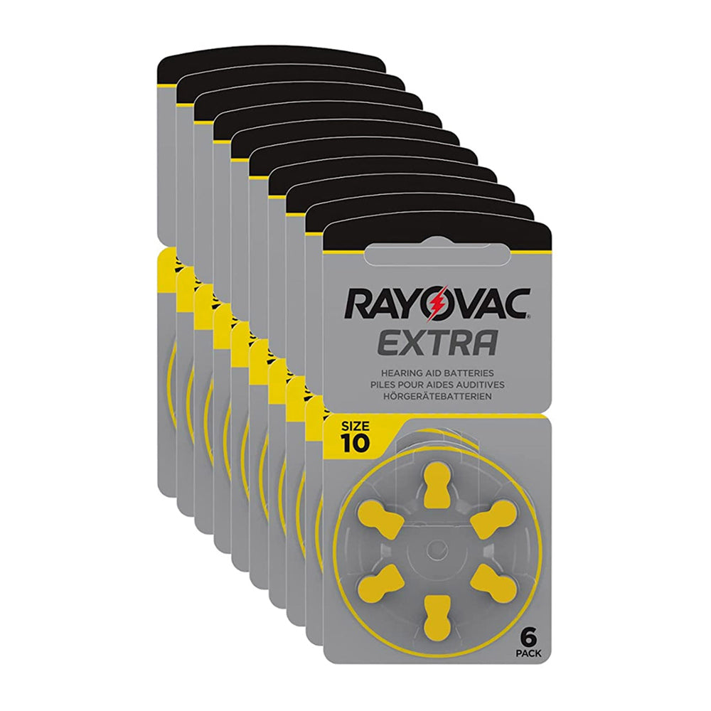 60 Pile Gialle 10 per Apparecchi Acustici Rayovac Extra PR70