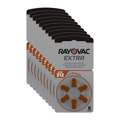 60 Pile Marroni 312 per Apparecchi Acustici Rayovac Extra PR41
