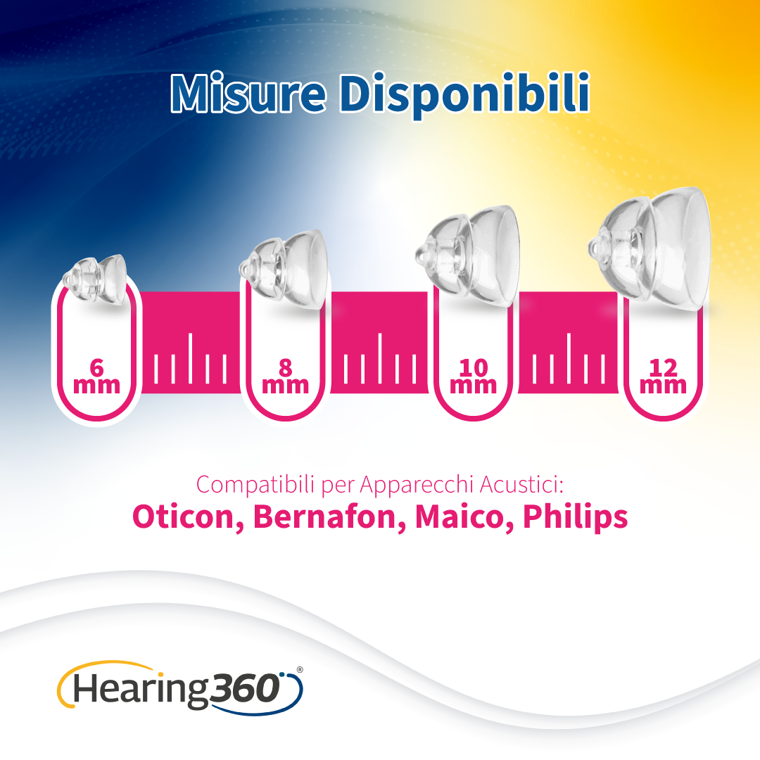 6 Cupole Dome POWER miniFit Compatibili con gli Apparecchi Acustici Oticon