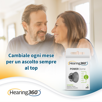 8 Cupole Dome POWER Compatibili con gli  Apparecchi Acustici Phonak RIC e Open Fit