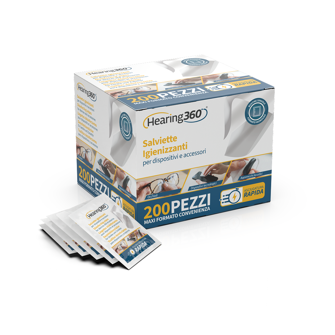 Scatola da 200 Salviette Detergenti Igienizzanti Salviettine per Apparecchi Acustici