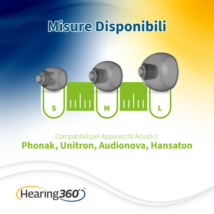 8 Cupole Dome VENTED Compatibili con gli Apparecchi Acustici Phonak RIC e Open Fit