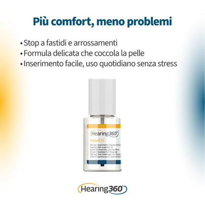 Olio alla Mandorla Naturale Lubrificante da 15 ml per facilitare l'inserimento e l'estrazione di Apparecchi Acustici
