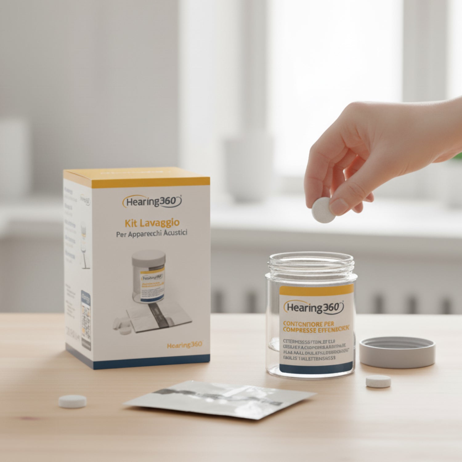 Kit Lavaggio Compresse Effervescenti con Contenitore