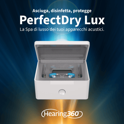 PerfectDry Lux Asciugatore e Sterilizzatore UV per Apparecchi Acustici