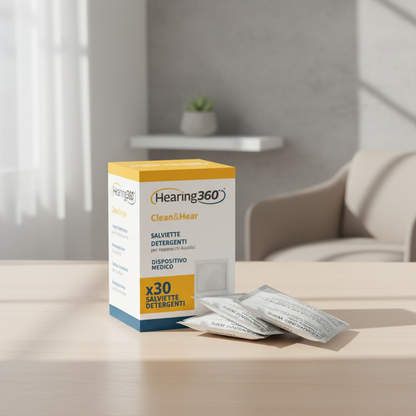Scatola da 30 Salviette Detergenti Igienizzanti Salviettine per Apparecchi Acustici